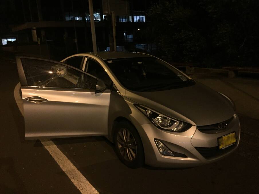 The Hyundai parked outside the Wollongong police station on Wednesday night. Picture: supplied