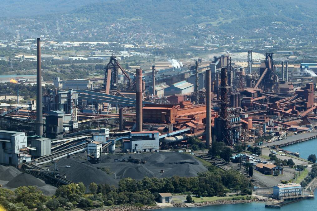 Gases: The Port Kembla steelworks and other heavy industry has to make emissions cuts if Australia is to meet net zero target. The steelmaker has started making moves to decarbonise. Picture: Illawarra Mercury