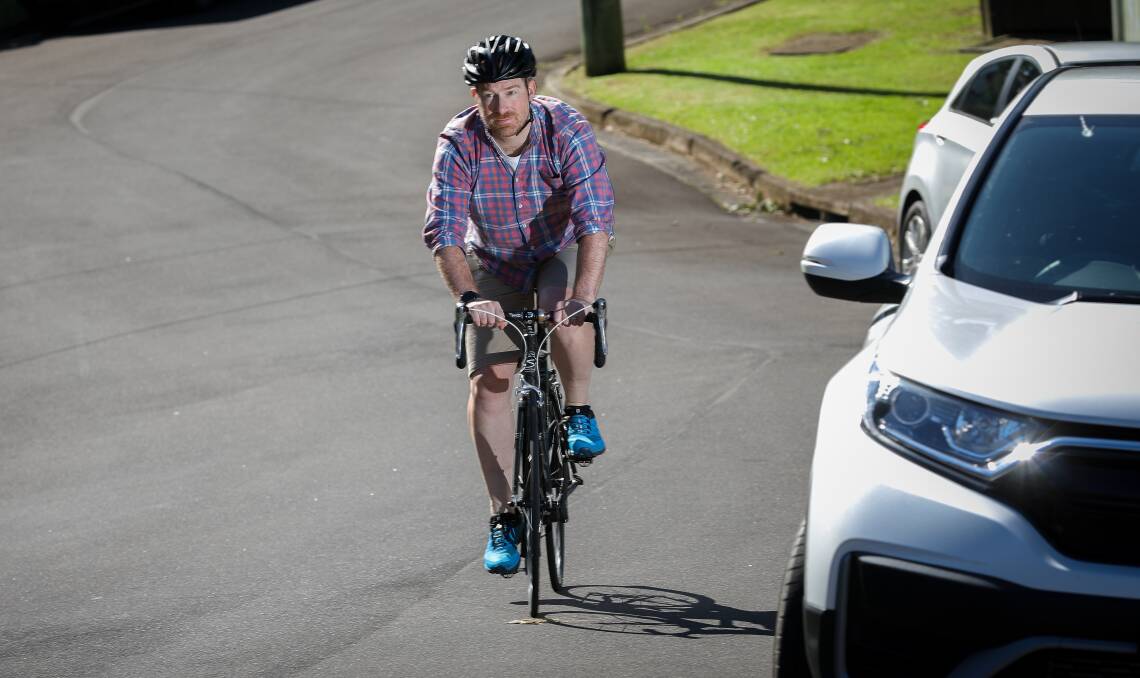 Cyclist Alasdair Marshall found motorists in the Illawarra are the worst he's seen when it comes to respecting riders. He's even had drivers move into a lane he was already occupying, putting him at risk of serious injury. Picture by Adam McLean 