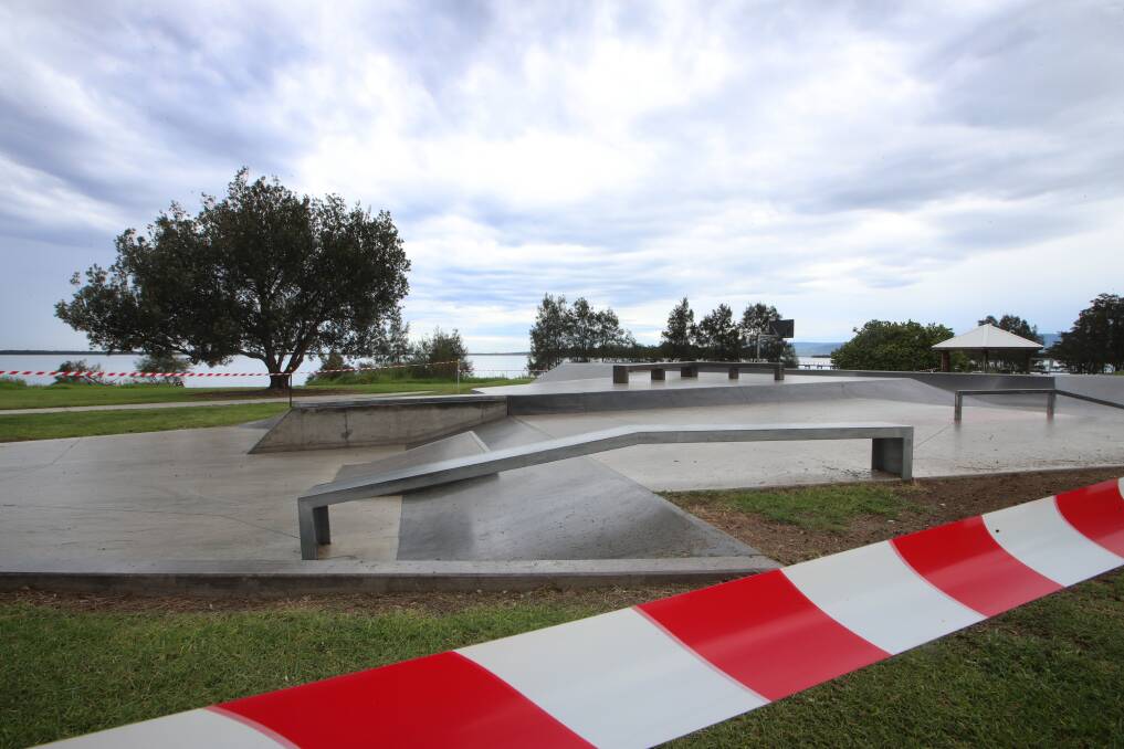 Closed: The skate park at Berkeley has been cordoned-off by Wollongong City Ccuncil after federal government recommendations. Picture: Sylvia Liber