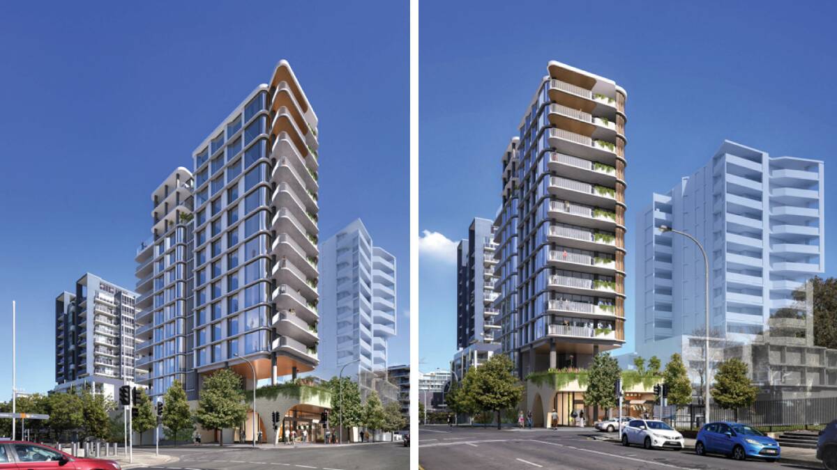 A look at the proposed apartment tower that will sit on the site of the Wollongong Chicko's outlet, across the road from the WIN Entertainment Centre