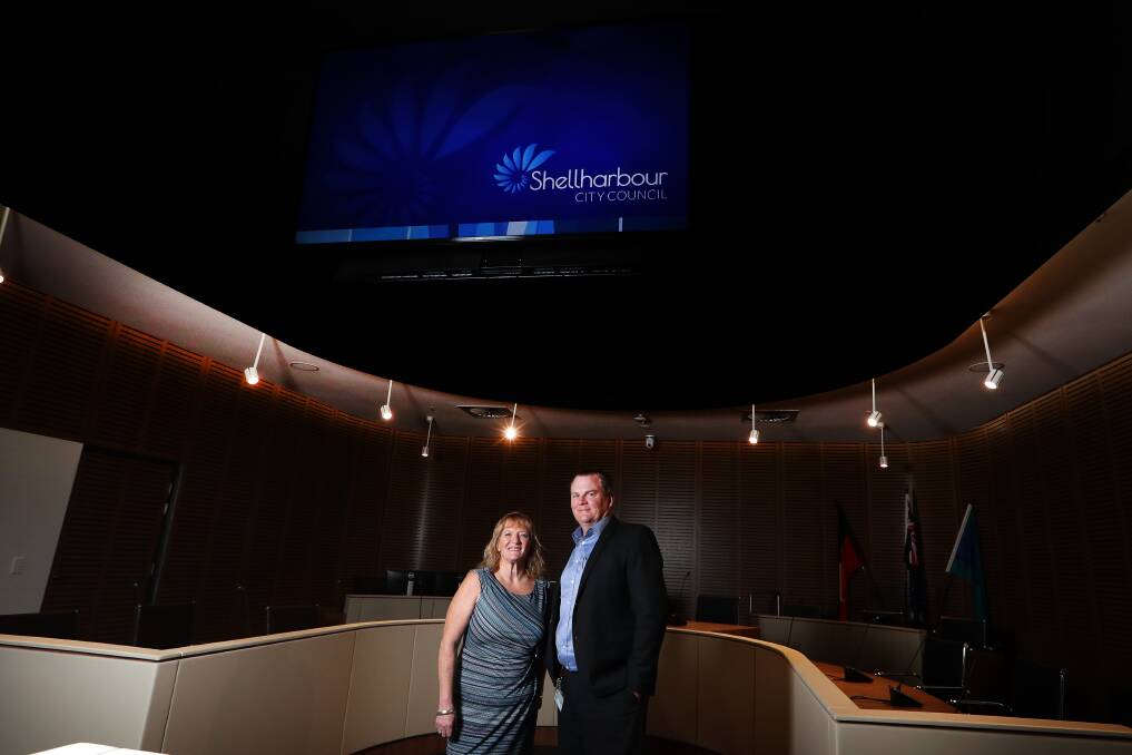 Changes: Shellharbour Council General Manager Carey McIntyre in 2018 with former mayor Marianne Saliba at the opening of the new council chambers. Mr McIntyre has resigned from his position. Picture: Sylvia Liber