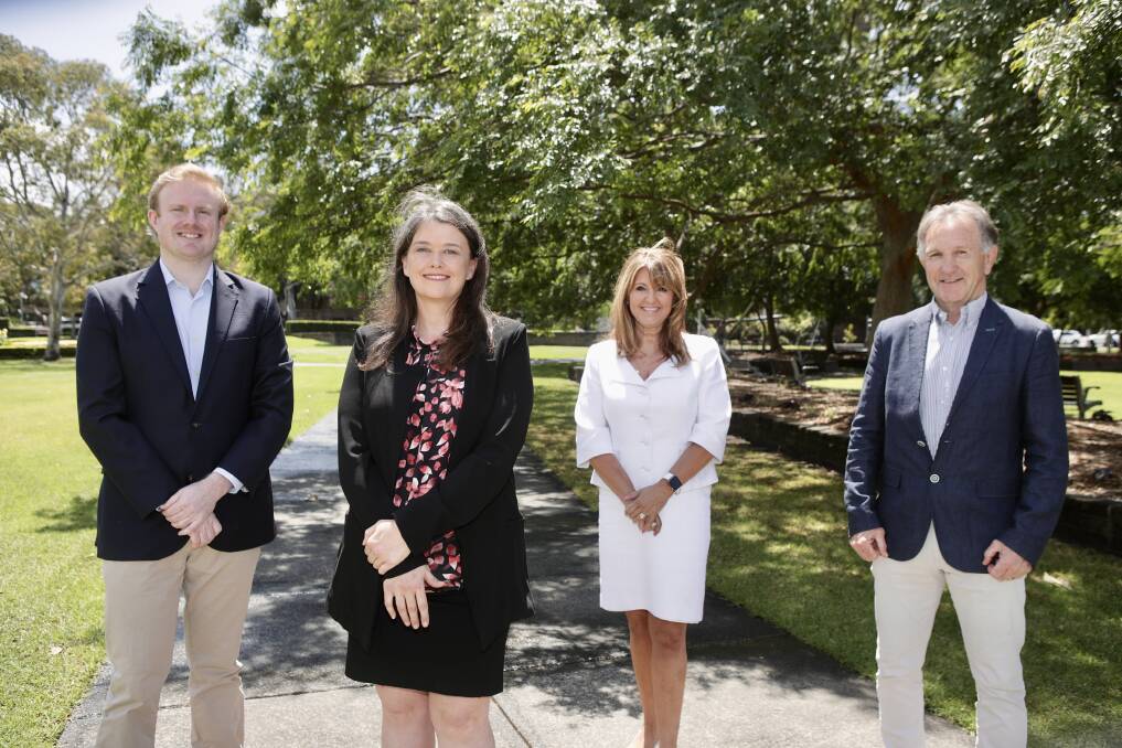 Election: Liberal candidates for the December 4 Wollongong Council election - Cameron Walters, Elisha Aitken, Rhonda Christini and John Dorahy, who is also running for Lord Mayor. Picture: Adam McLean.