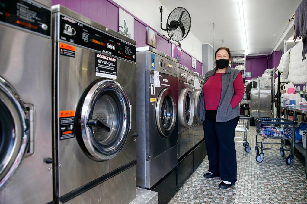 Sue Phillips from City Central Laundry Service is still waiting for NSW government financial help - but they don't return her calls. Picture: Anna Warr