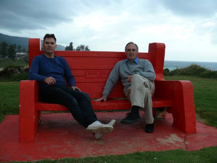 Descendants of Isabel Boulton on the memorial chair three years ago when it was red.
