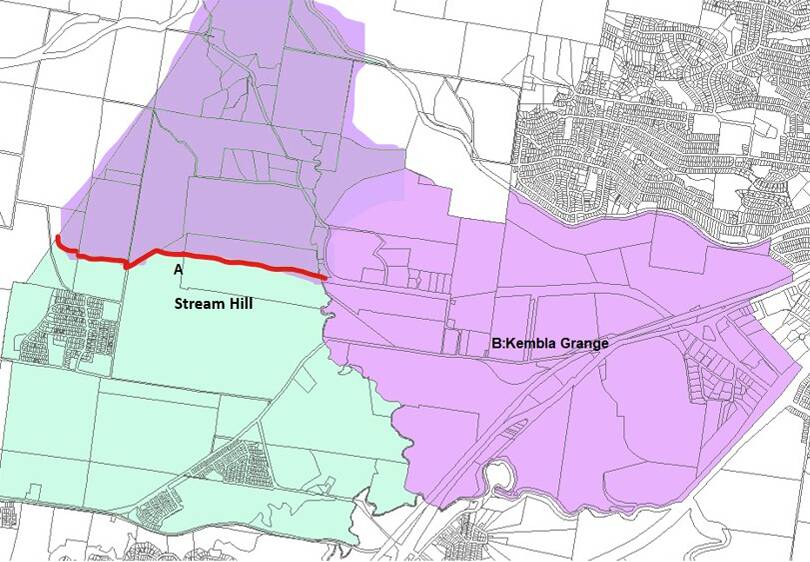The boundary adjustment that moved some homes out of the proposed Stream Hill suburb and back into Kembla Grange.