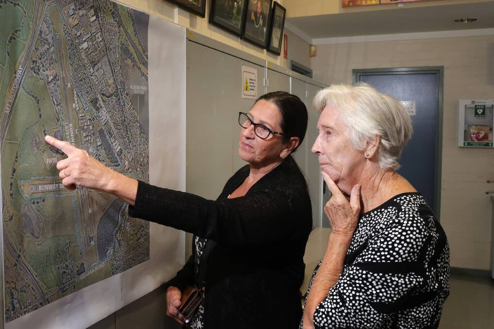 Petra Medcalf and Barbara Street OAM at a consultation session for the Shellharbour Airport Master Plan. Picture by Sylvia Liber