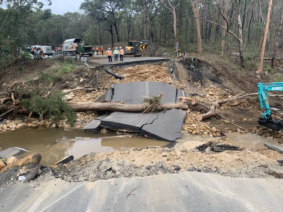 A stretch of Burragorang Road also suffered substantial damage in the weekend rains. Picture: Wollondilly Shire Council