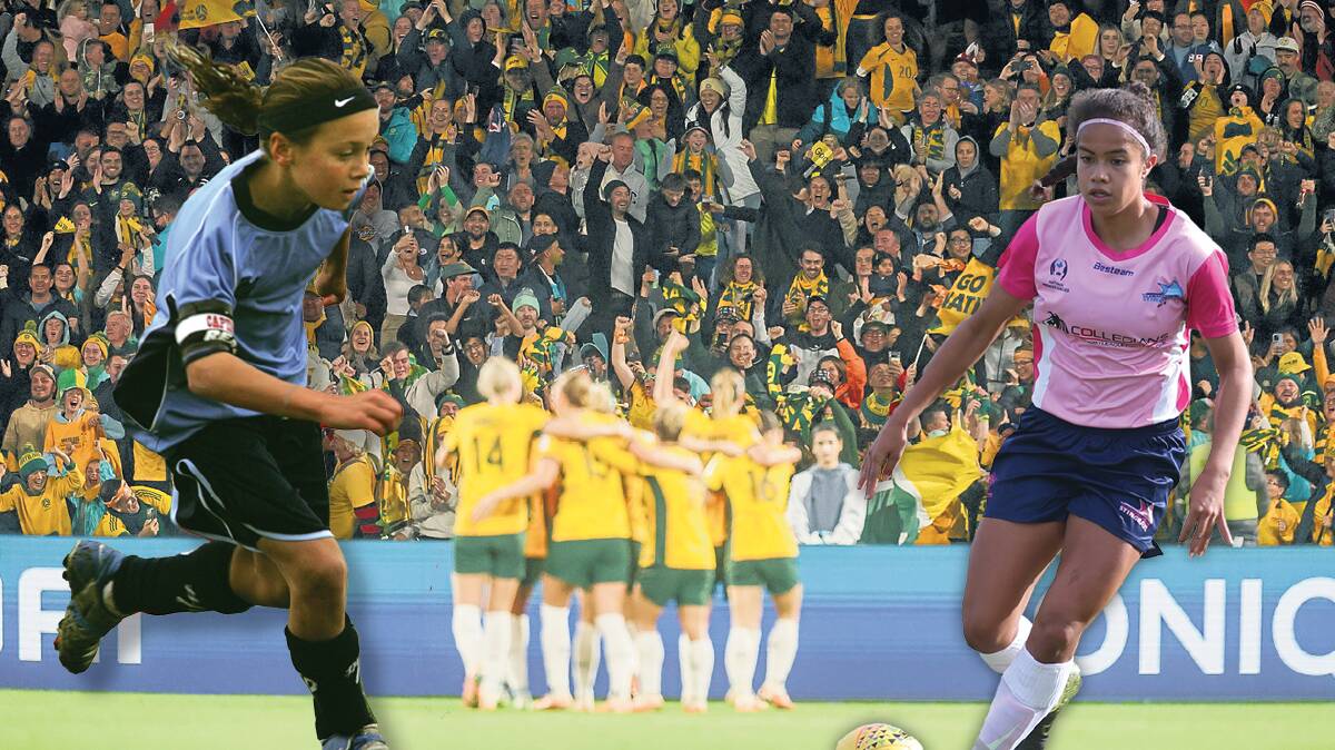 Former Illawarra Stingrays players Caitlin Foord (left) and Mary Fowler are now representing Australia in the Women's World Cup. But their old club is still searching for a permanent place to call home. Main picture by Adam McLean