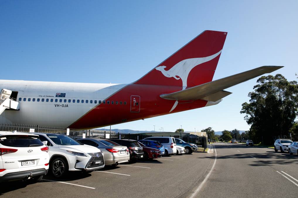 The back end of the 747 at Shellharbour Airport hangs over a council-owned road. Picture by Anna Warr