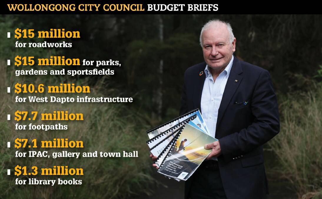 Spending: Wollongong City Council has released what Lord Mayor Gordon Bradbery called a "nuts and bolts" draft budget for the coming financial year. Picture: Robert Peet