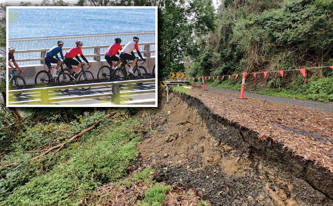 Work: One of damaged embankments on Harry Graham Drive that needs to be repaired before the UCI championships coming to the city in September. Picture: Wollongong Council