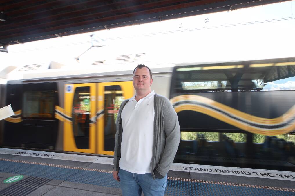 Space: Warilla rail commuter Nathan Harris said some commuters on South Coast trains are ignoring Transport for NSW measures to encourage social distancing in carriages. Picture: Sylvia Liber