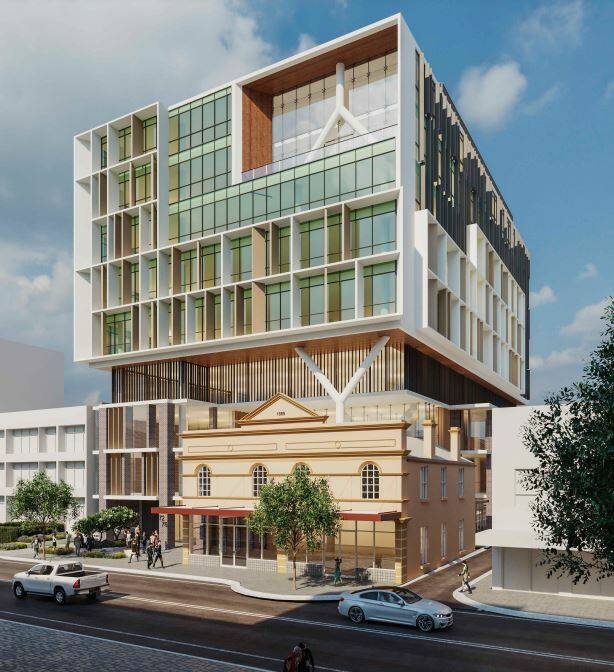 Plans: A nine-storey office block could be built on the Downtown Motel site on lower Crown Street. Picture: ADM Architects