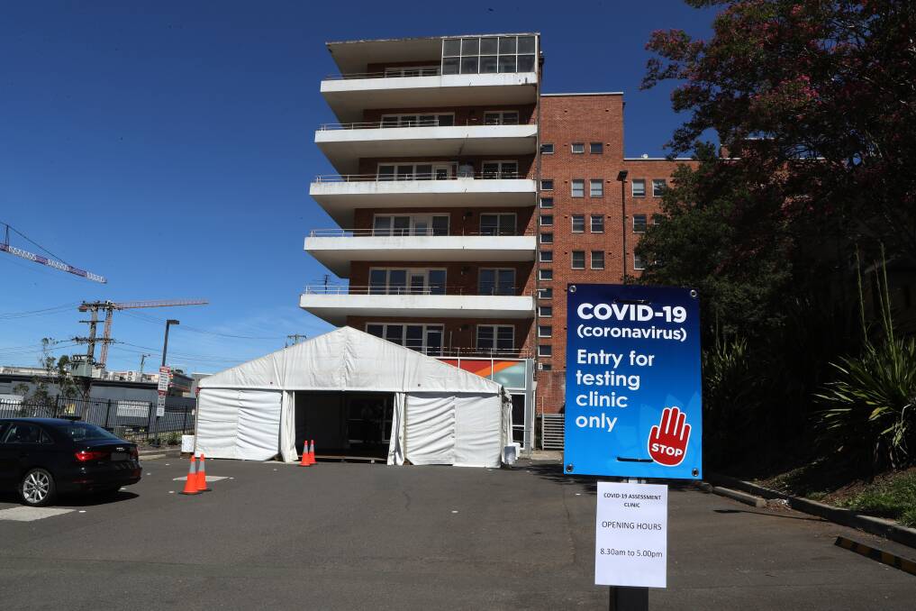 Wollongong Hospital has moved behind a COVID-19 testing centre to create a dedicated intensive care unit for those with the virus. Picture: Robert Peet