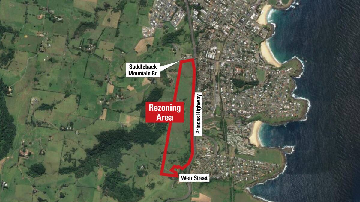 The area west of the Princes Highway at Kiama that was rezoned for residential use by the previous government.