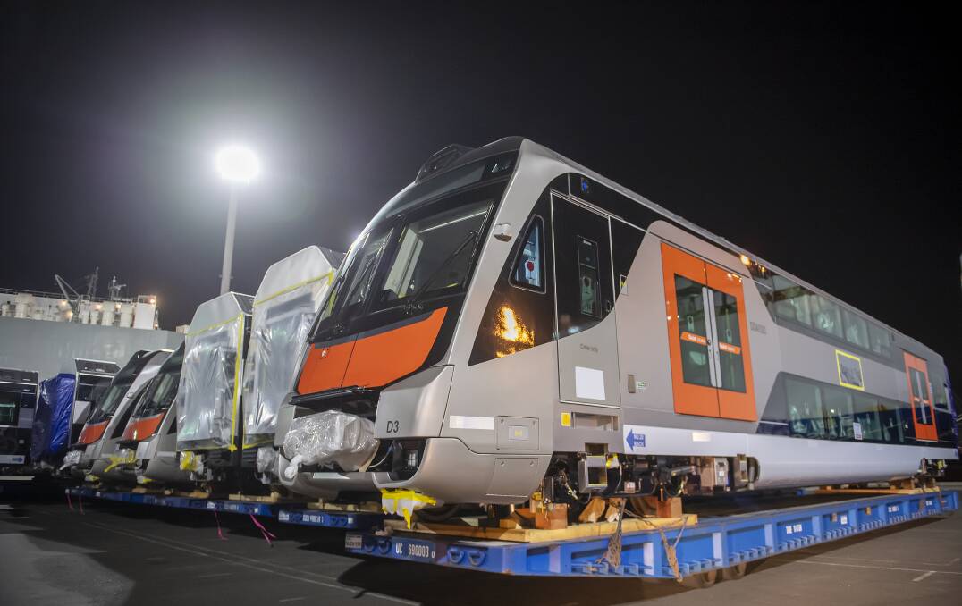 Training: The first New Intercity Fleet carriages arrived at Port Kembla on Friday with others being delivered regularly over the next two and a half years. Picture: Transport for NSW