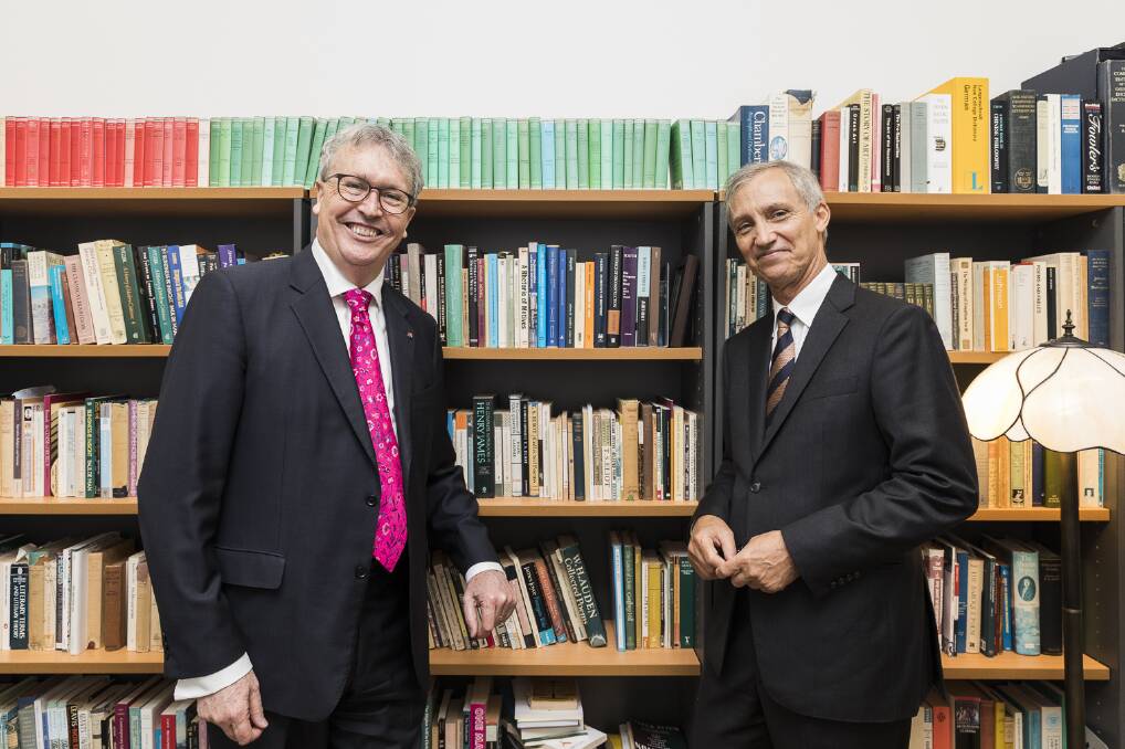 Furore: UOW Vice Chancellor Professor Paul Wellings (left) and Ramsay Centre CEO, Professor Simon Haines agreed to offer a controversial western civilisation degree.