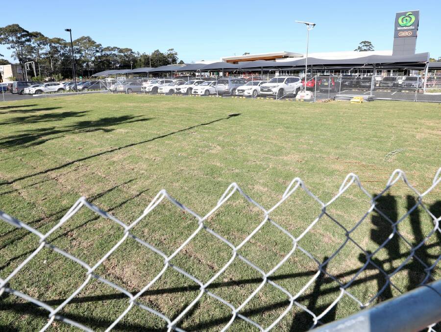 Chicken: The newly-turfed vacant land at the Bulli Woolworths complex which some believe will soon be home to a long-awaited KFC restaurant. Picture: Adam McLean