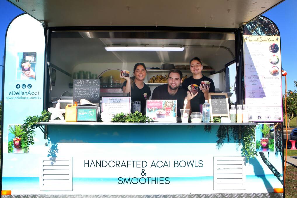 Claudia Borquez, Dylan Perabo and Aurora Borquez from food truck Delish Acai, which took part in the Wollongong City Council food truck trial. Picture by Sylvia Liber.