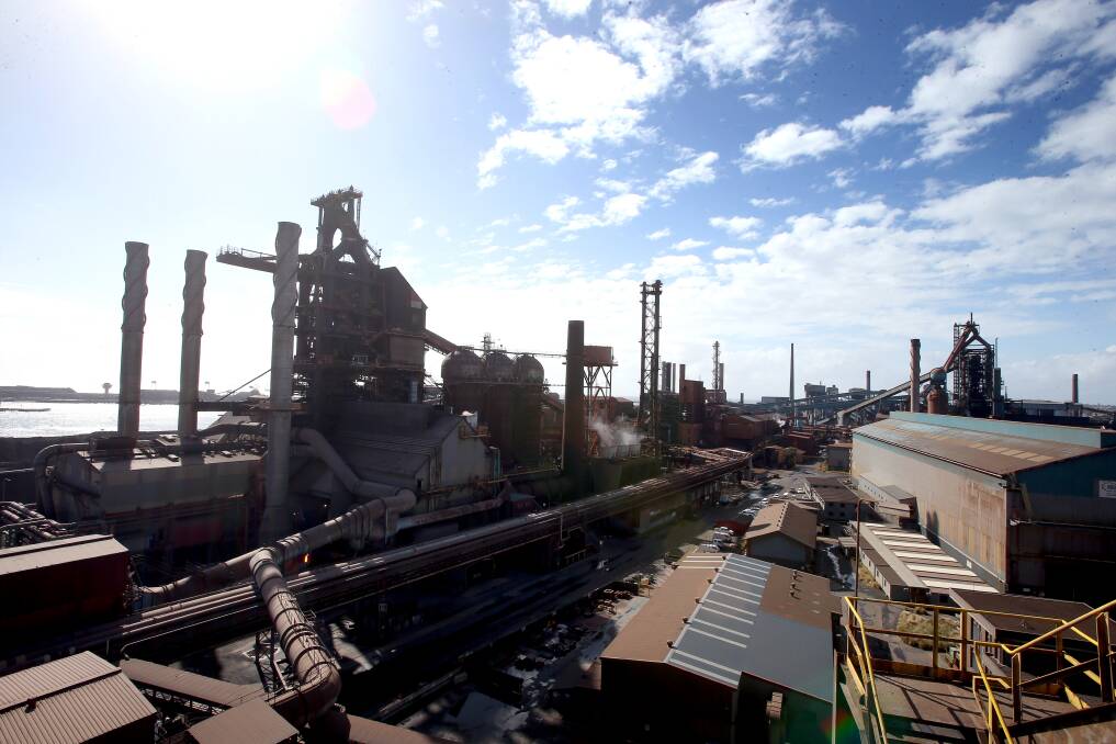 Reline: On the left is No5 blast furnace at the Port Kembla steelworks. At the right is the No6 blast furnace which will be given a new lease of life. Picture: Sylvia Liber