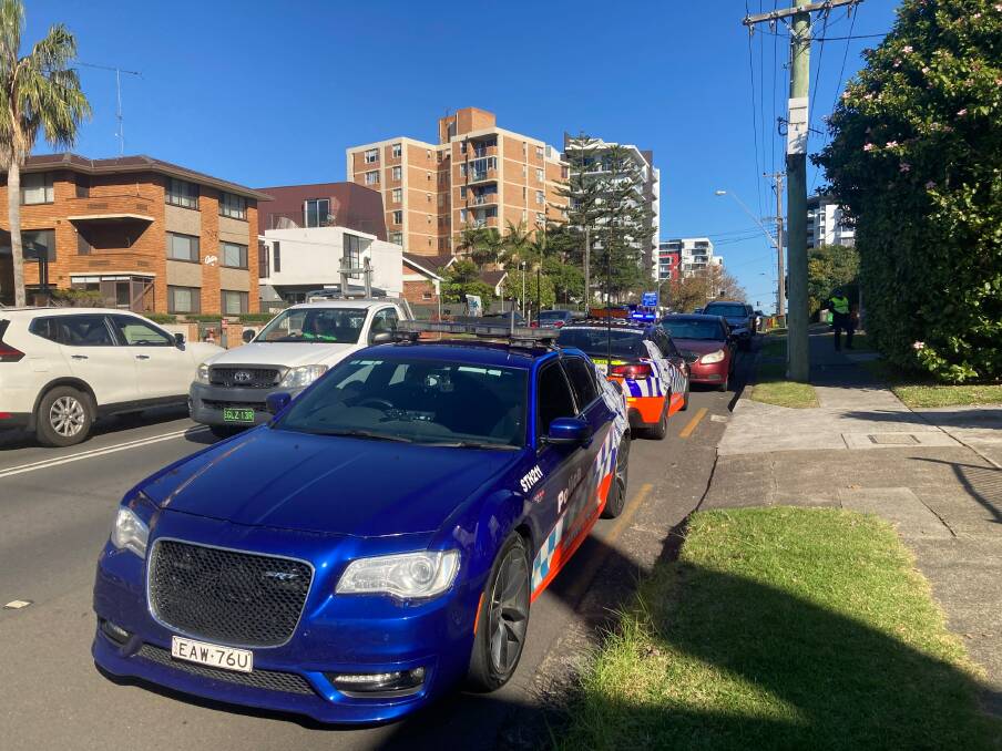 Police at the scene of an accident in Corrimal Street where a pedestrian was hit by a car. Picture: Adam McLean