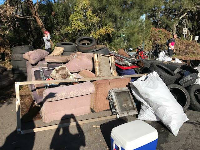 Disgusting: In just two hours Illawarra mountain bikers hauled a huge load of rubbish out of the bush at Mt Keira. Pictures: David Wood