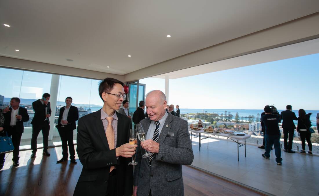 Oxford Crown Group chair Robert Huang in 2016 with Lord Mayor Gordon Bradbery at the official opening of Oxford On Crown. Picture by Adam McLean
