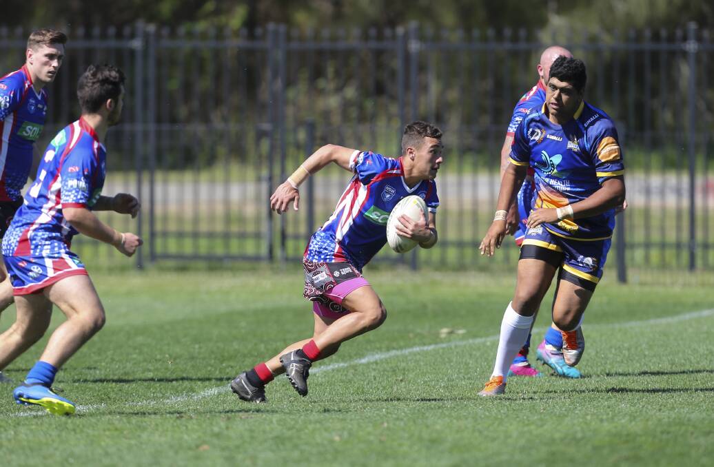 Firing: Keith Gatt on the charge for the Corrective Services Cougars during a prematch game of the Graeme Donnelly Cup. Picture: Anna Warr