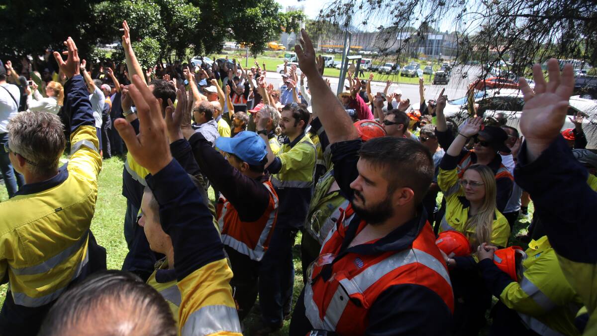 No thanks: Port Kembla steelworkers voted to reject BlueScope's latest pay offer and raise the level of industrial action from next week. Picture: Robert Peet