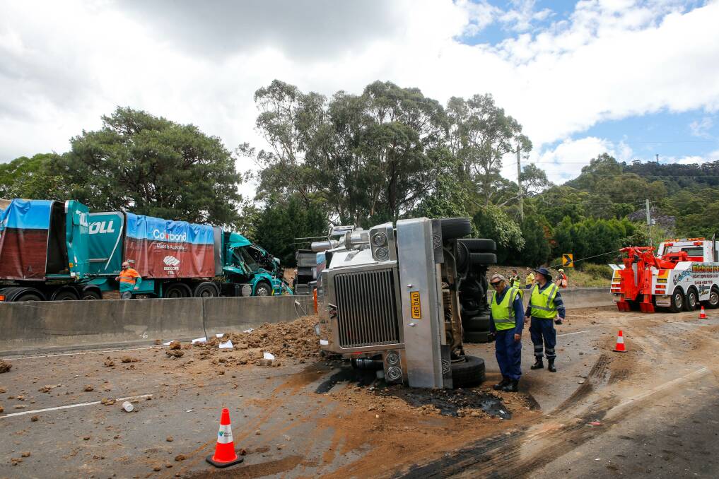 The issue of trucks travelling down Mt Ousley is a controversial issue, according to Illawarra Mercury readers. Picture: Adam McLean