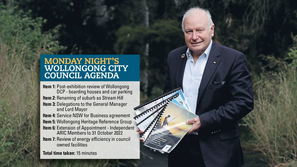 Here's what Wollongong City Council got through in their speedy 15-minute meeting on Monday night. Picture: Robert Peet