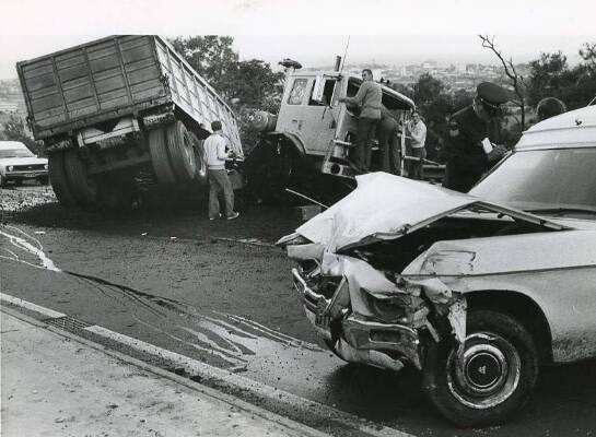 The scene of a 1979 accident on Mt Ousley Road that saw a family of five lose their lives. The tragedy was a catalyst to improve the road, dubbed "death mountain".