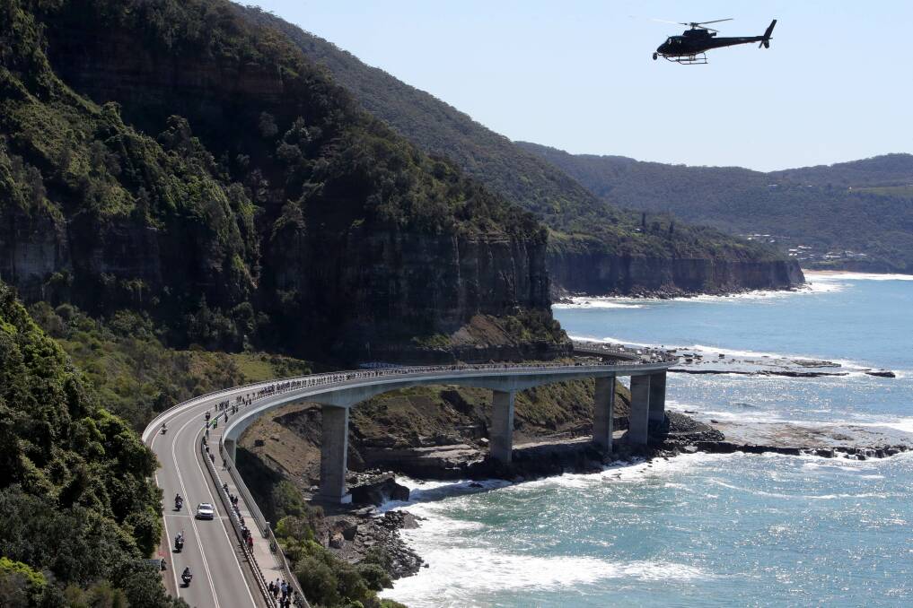 Ever since it opened, the Sea Cliff Bridge has been a popular place for film companies. Picture by Sylvia Liber
