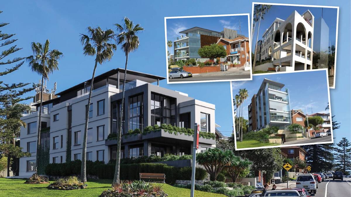 Finally: The final design for the Kollaras' Cliff Road development (main photo) and several earlier options. Pictures: supplied