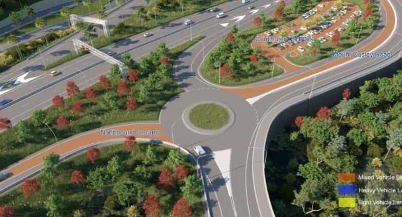 no problem: A video still of the Mt Ousley interchange, showing the on ramp to the motorway at the left which has residents concerned.