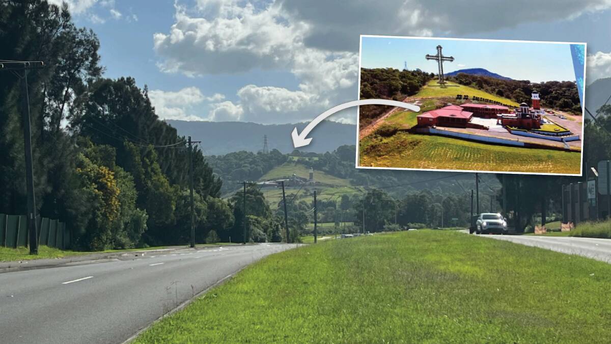 The location of a proposed giant cross overlooking Kembla Grange ... a Wollongong City Council report recommends it be rejected.