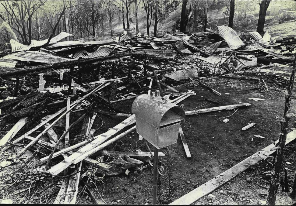 One of a number of houses on Bulli Pass destroyed by bushfires in October 1968.