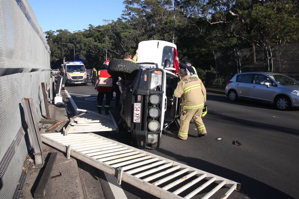A ute that rolled over on Springhill Road just north of the Masters Road intersection caused traffic chaos for northbound traffic.