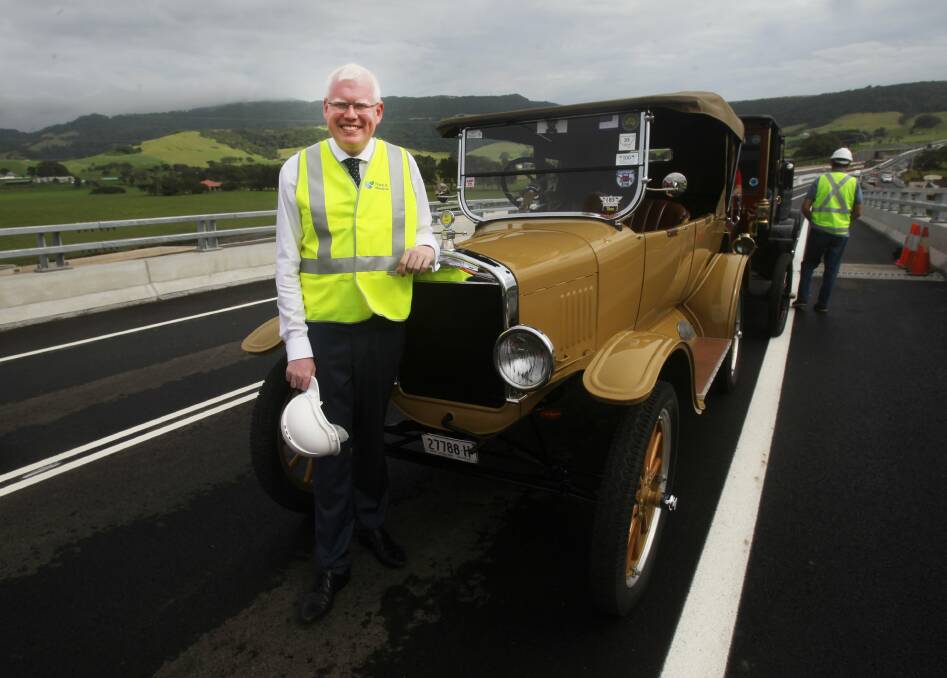 money matters: Kiama MP Gareth Ward on a stage of the Princes Highway upgrades. He wants federal government funding for the third stage.