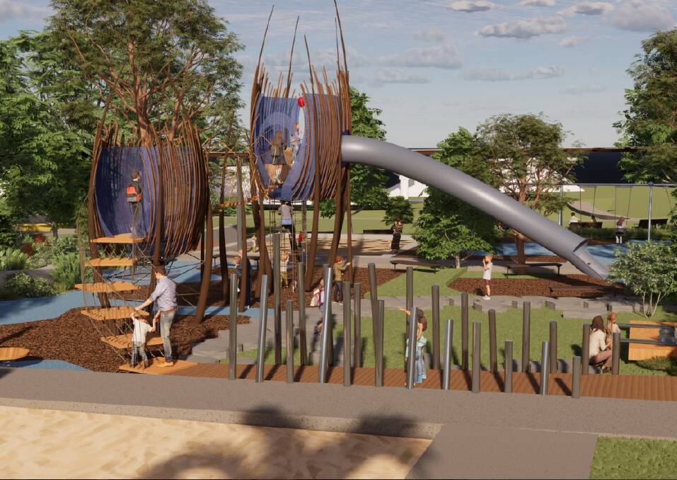 An artist's impression of the bespoke playground planned for Hindmarsh Park in Kiama.