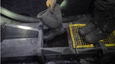 Injury: An image from the Resources Regulator report that shows the gap where an Appin mineworker's foot was stuck in a conveyor. Picture: supplied
