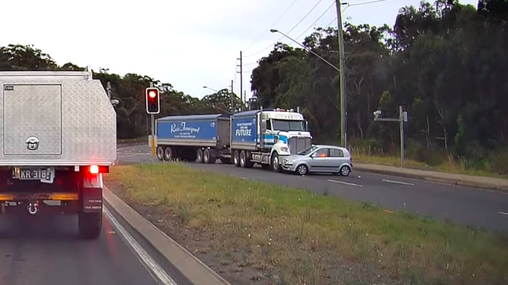 Tiny Car vs Big Truck -see the dashcam footage from Spring Hill
