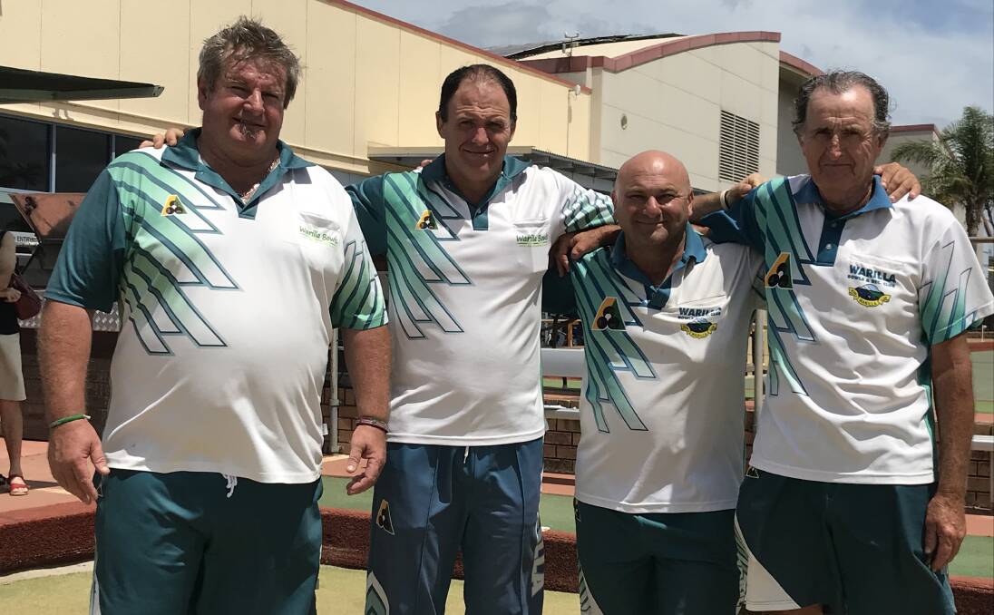 CHAMPIONS: Warilla's Chris Cusack, Scott Kicks, Aldo Dimartino and Don McLeod will look to defend their fours title. Picture: Mike Driscoll