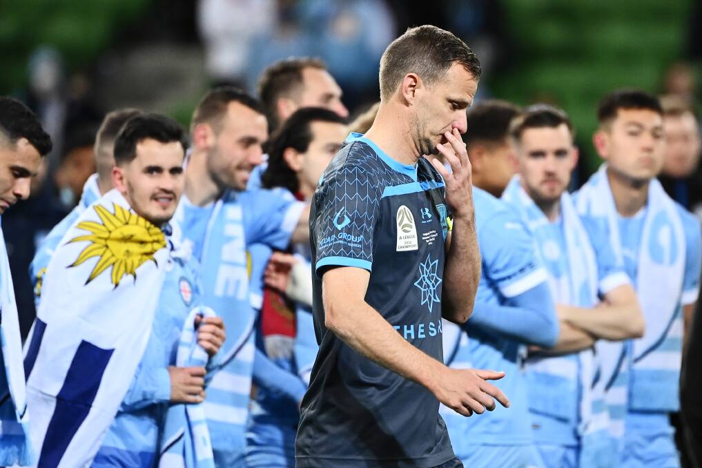 MOVING FORWARD: Sydney FC captain Alex Wilkinson looks dejected after the A-League grand final on Sunday night. Picture: Quinn Rooney/Getty Images