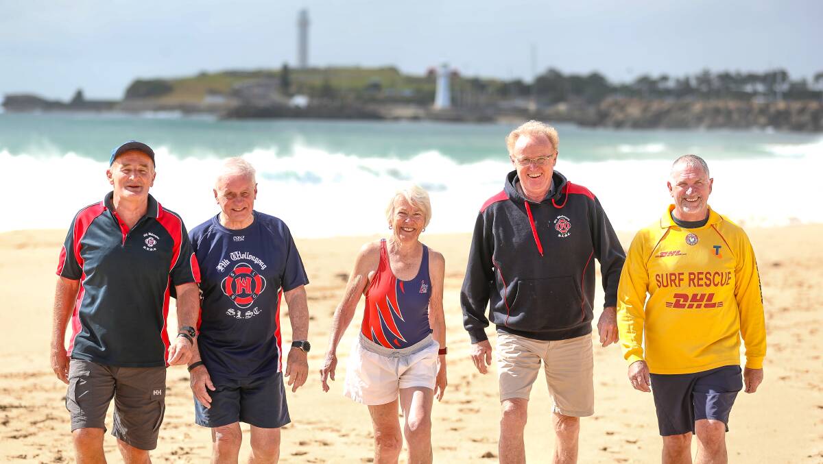 North Wollongong Surf Life Saving Club members (from left) David Meredith, Peter Mountford Judy Walshe, Glenn Drew and Michael Hanley are excited about their new Silver Salties program. Picture by Adam McLean