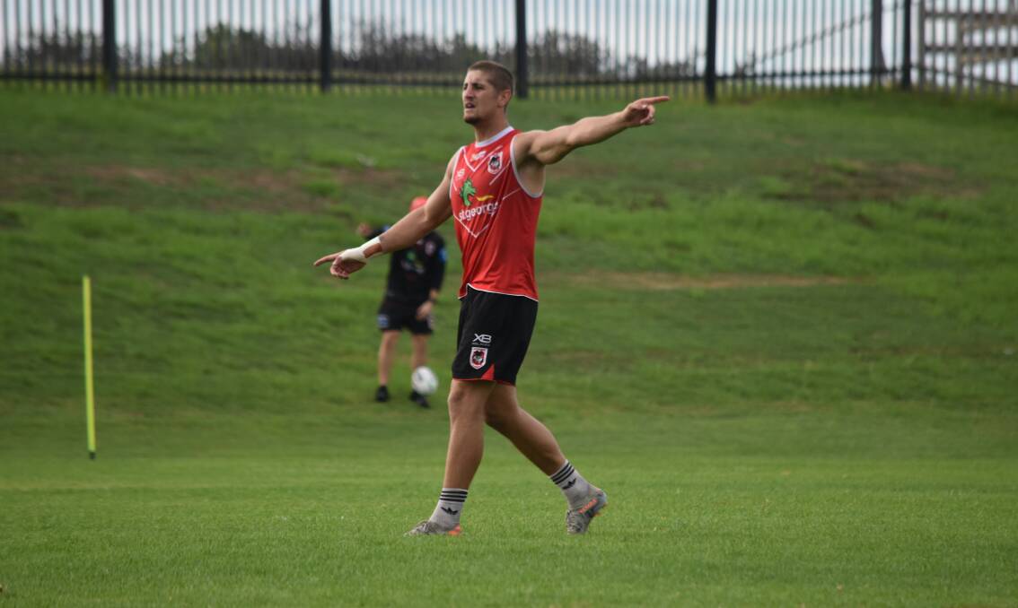 FIRED UP: Zac Lomax at training this week at WIN Stadium. Picture: Dragons Media