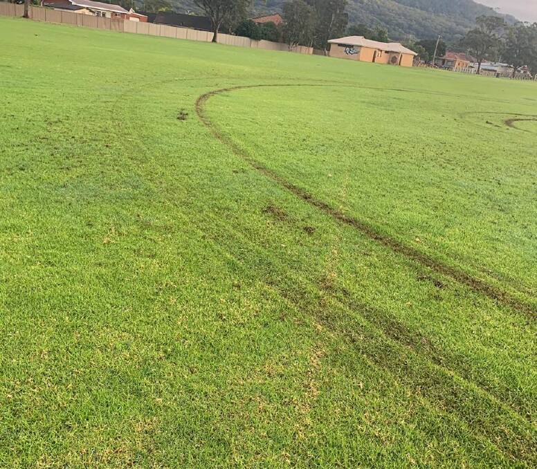 SETBACK: The field damage left at Guest Park. Picture: Illawarra Stingrays