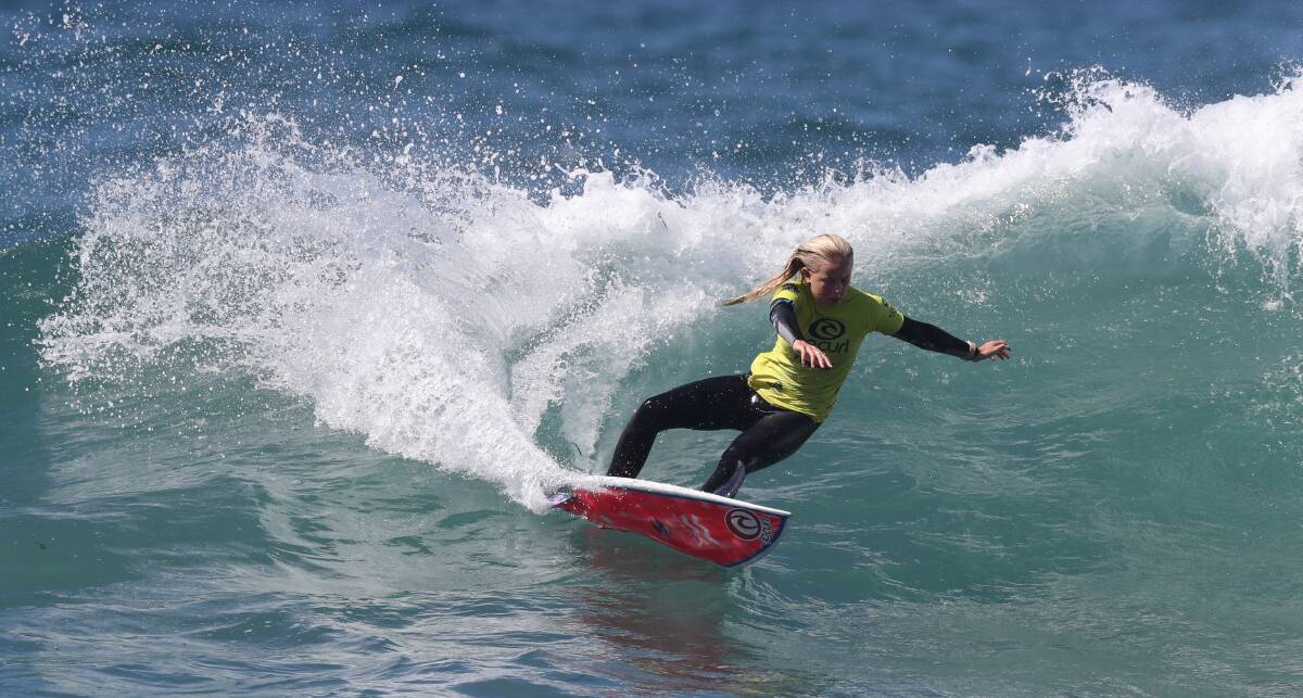 ON TRACK: Nyxie Ryan, 16, is eager to finish her final GromSearch event on a high note in the Illawarra this week. Picture: Ethan Smith/Surfing NSW 