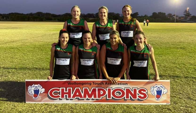 VICTORY: The Jamberoo Superoos celebrate after winning the title. Picture: Wollongong Touch Football Association